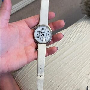Gitano White Strap Watch with Silver Caseback